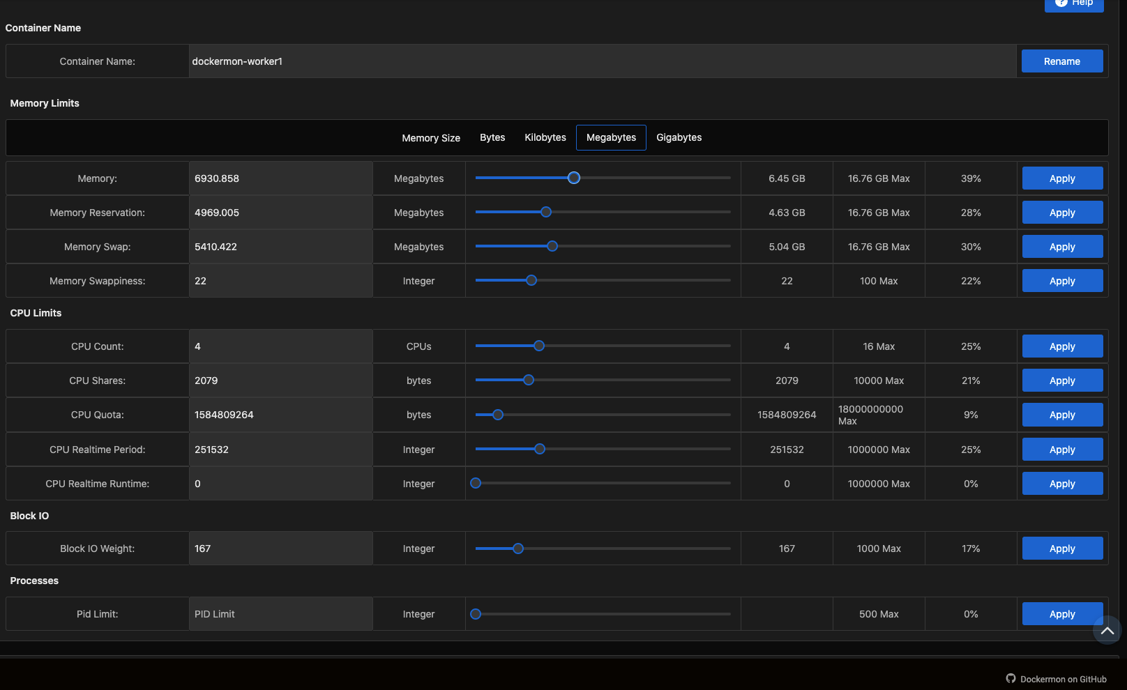 Dockermon Container Resources