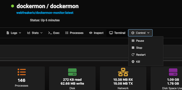 Dockermon Control Menu